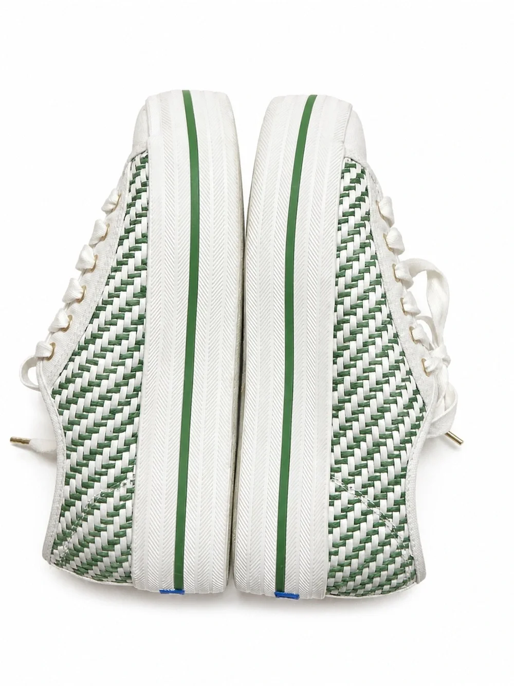 Kate Spade NY × Keds Green White Triple Up Multi-Woven Platform Sneakers 6.5
